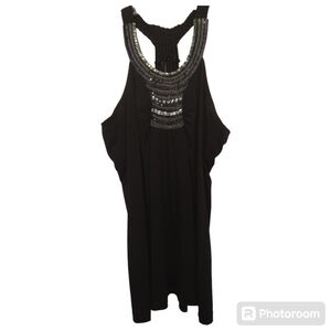 Six Degrees of Separation elegant halter style embellished dressy black tunic XL